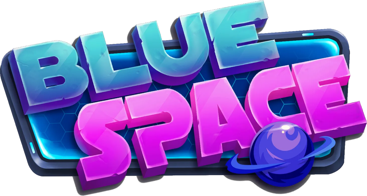 Blue Space logo with a luminous ringed planet