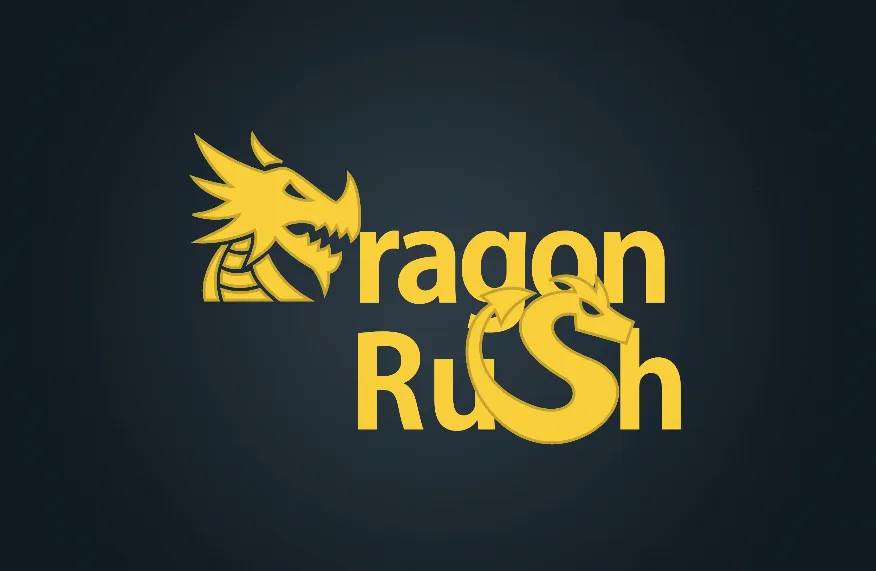 Dragon Rush logo with a small dragon and bright fantasy lettering