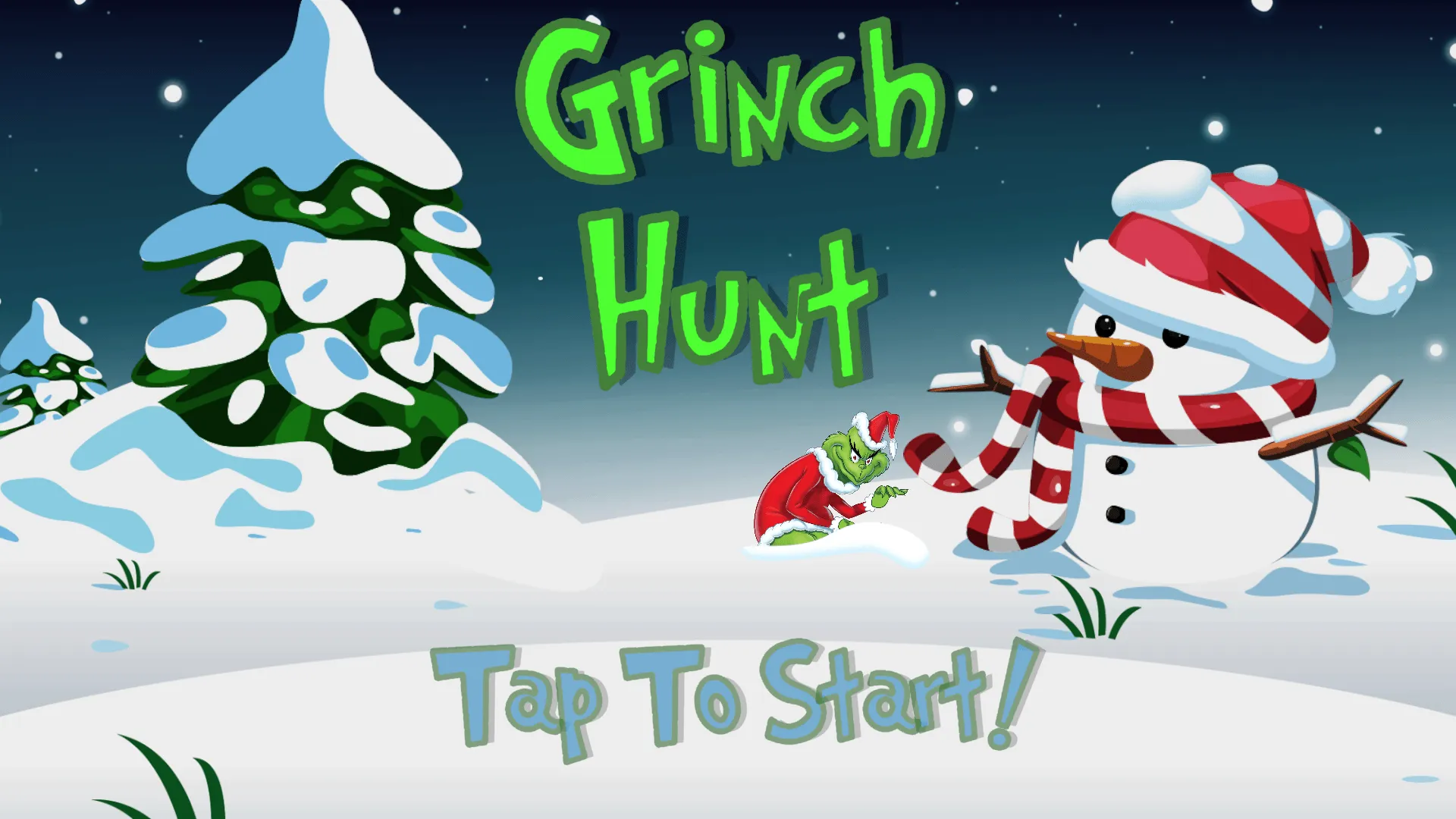 Grinch Hunt logo in icy blue and holiday red